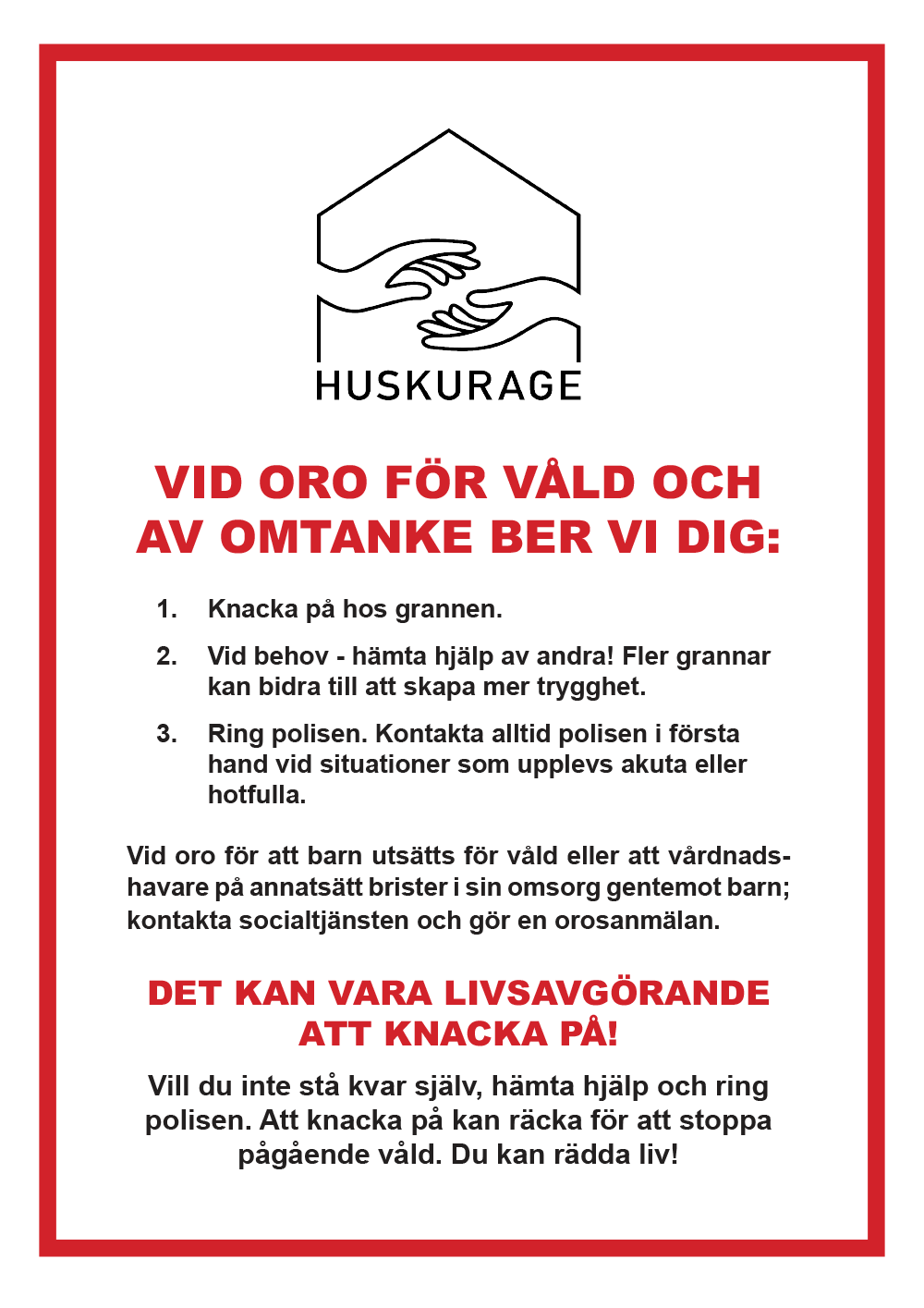 Vi oro för våld och av omtanke ber vi dig läsa nedan